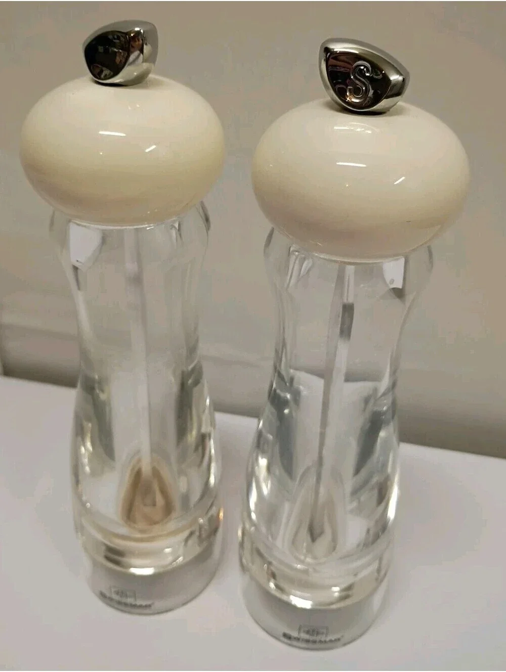 Swissmar Clear Acrylic White Salt & Pepper Mill Grinder Set 8